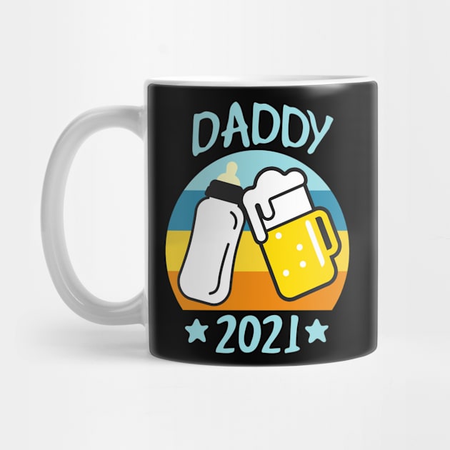 Daddy 2021 Father Papa Baby Birth funny Dad Mens by Foxxy Merch